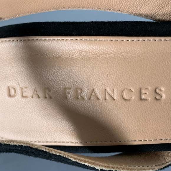 DEAR FRANCES Cream Black Acrylic Suede Slingback Sandals - Picture 7 of 8